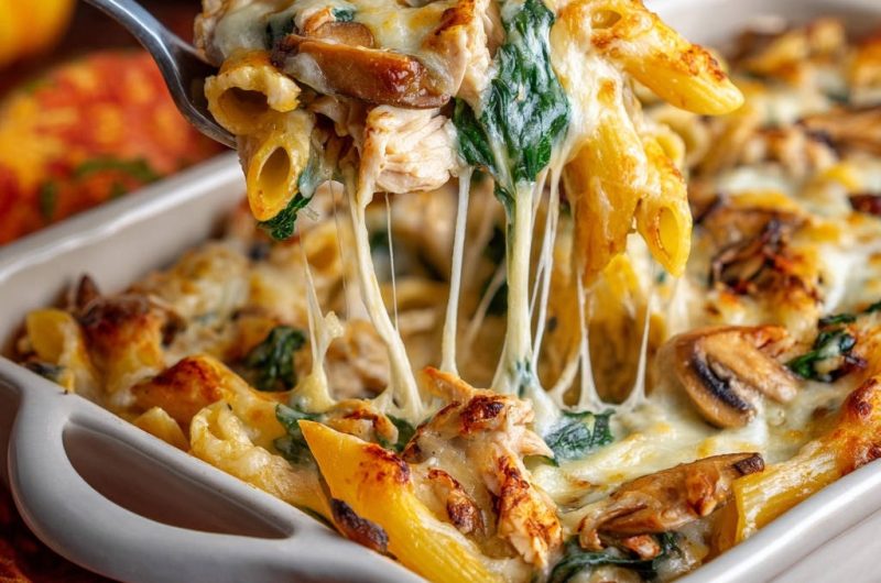 Hähnchen-Pilz-Penne-Auflauf