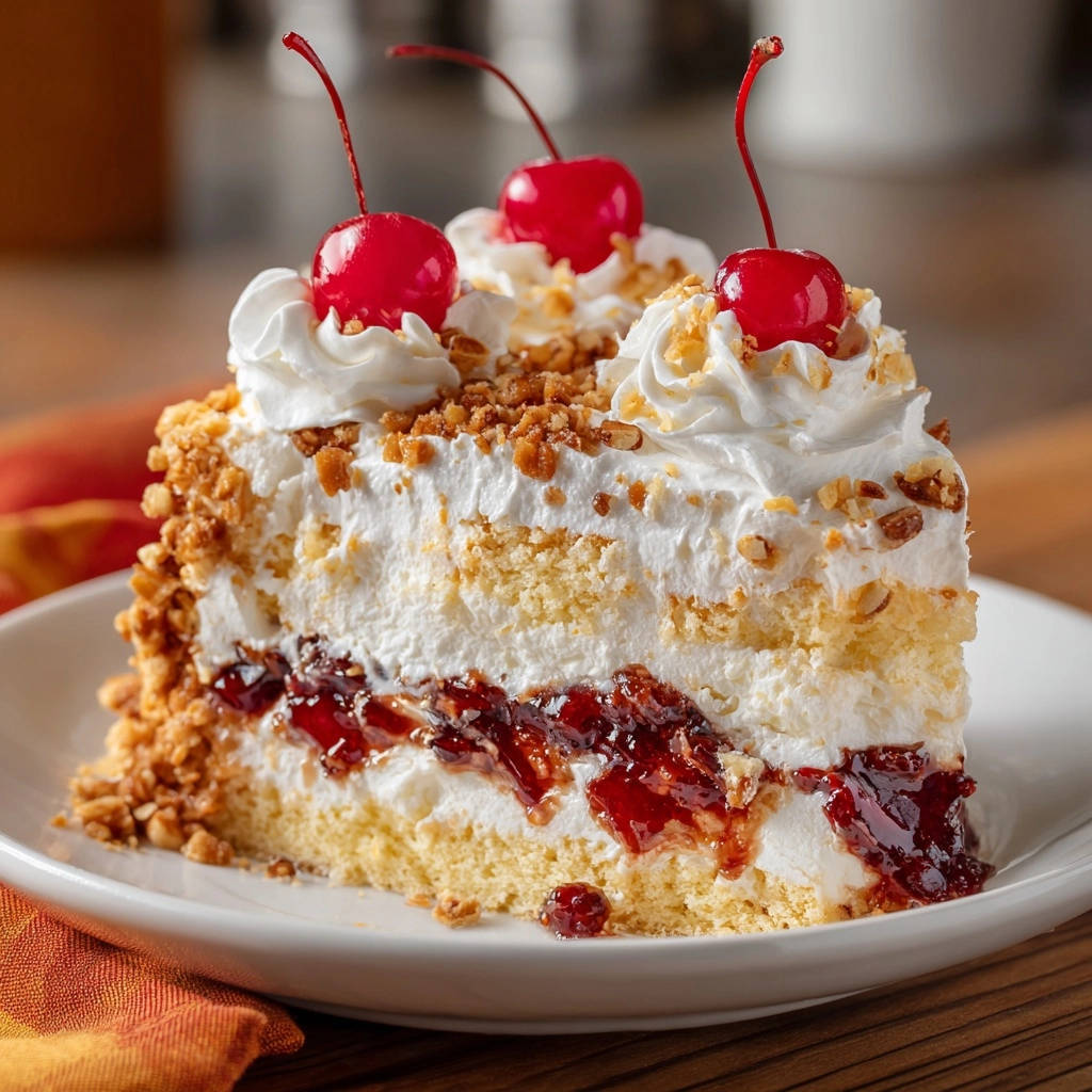 Kirsch Sahne Torte Querschnitt 1 Kirsch-Sahne-Torte zeigt hier einen köstlichen Querschnitt, der die verschiedenen Schichten mit Kirschen und Sahne offenbart.