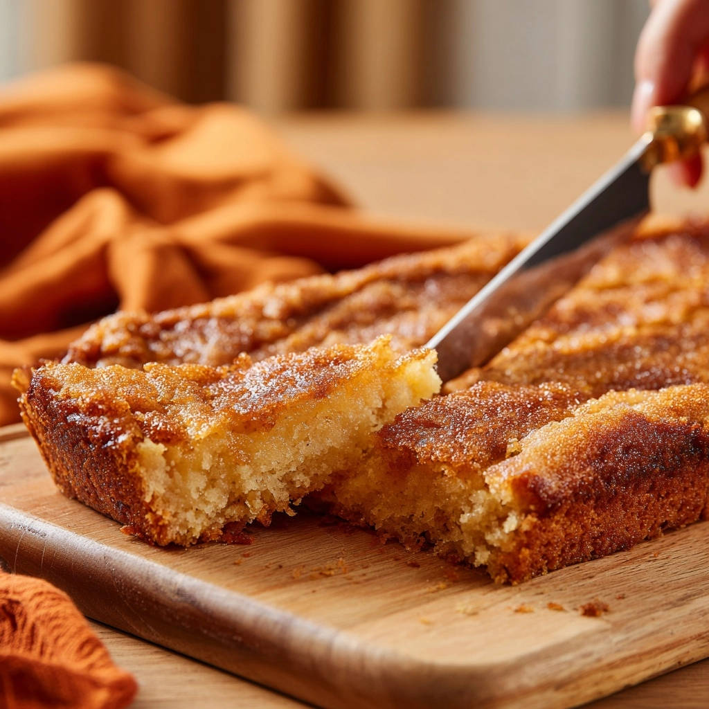Saftiger Apfel Streuselkuchen Querschnitt Angeschnitten 1 Saftiger Apfel-Streuselkuchen mit knuspriger Kruste, angeschnitten und bereit zum Servieren, präsentiert auf einem Holzbrett. Der saftige Kuchen zeigt seinen weichen Kern.
