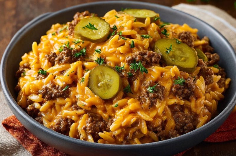 Cheeseburger-Orzo-Pfanne