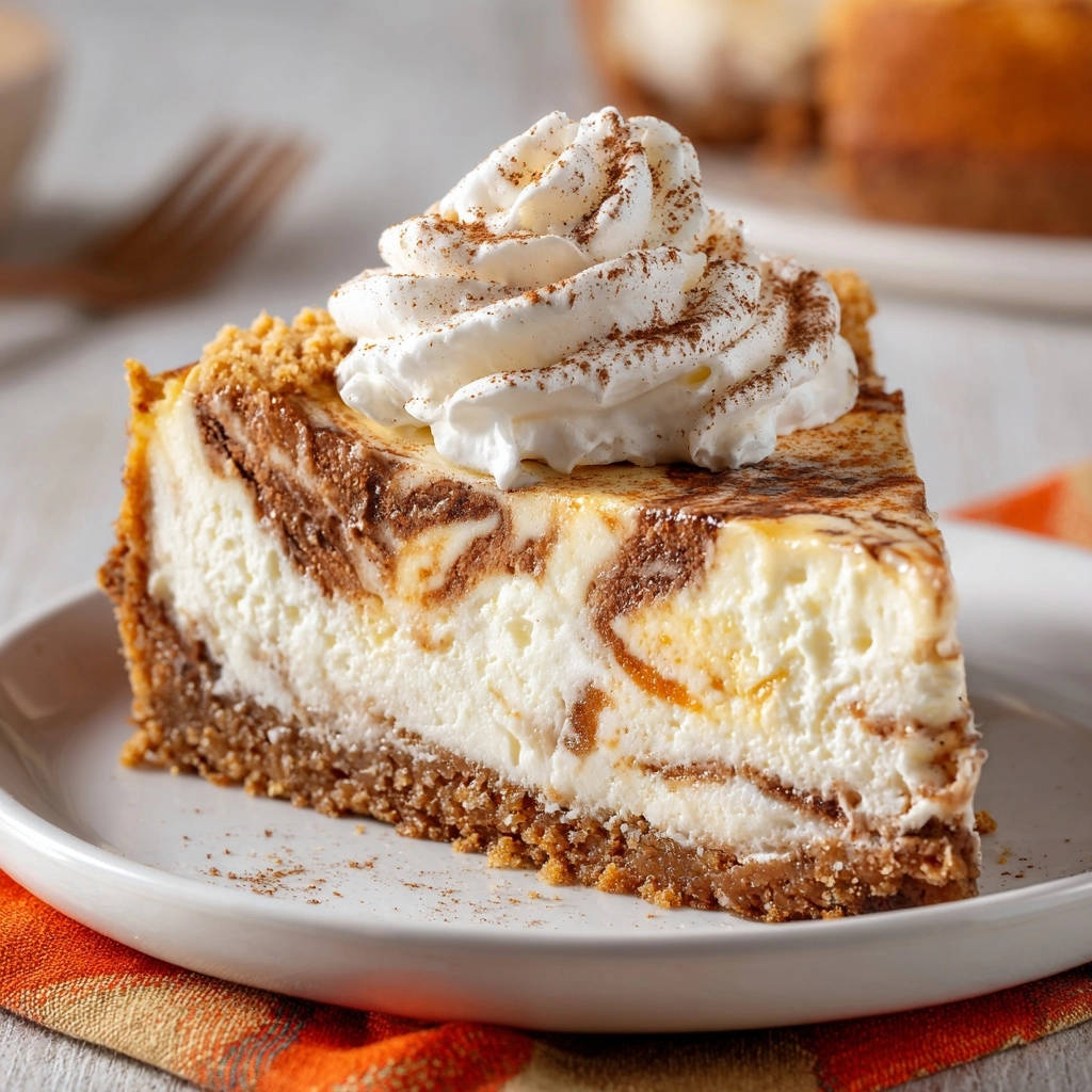 Cremiger Marmor Cheesecake Querschnitt 1 Cremiger Marmor-Cheesecake in einer Nahaufnahme, der einen köstlichen Querschnitt mit wirbelnden Marmorierungen zeigt und mit Sahne garniert ist.
