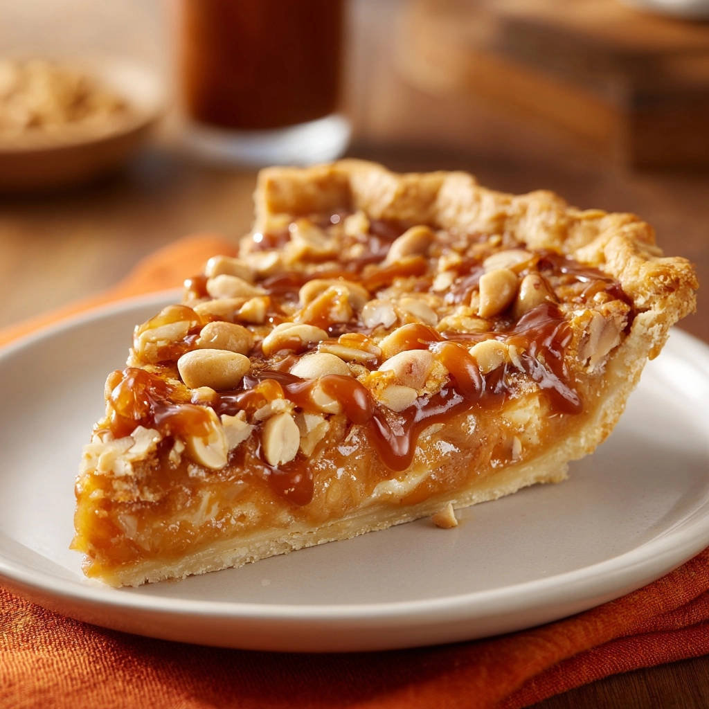 Erdnuss Karamell Kasekuchen Querschnitt Serviert 1 Erdnuss-Karamell-Käsekuchen: Ein serviertes Stück zeigt einen köstlichen Querschnitt mit Erdnüssen und Karamell auf einem knusprigen Boden.