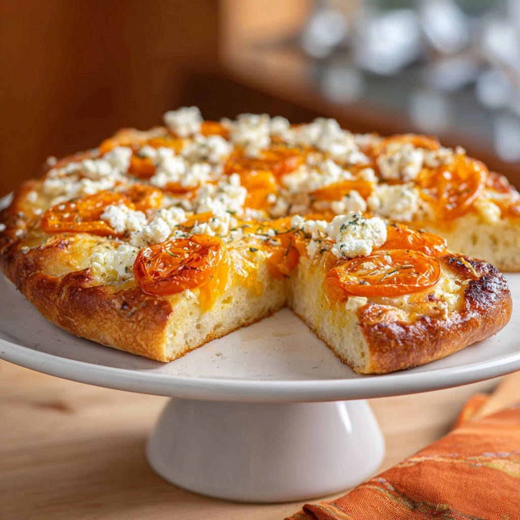 Sonnenkuesschen Focaccia Querschnitt 1 Sonnenküsschen Focaccia zeigt hier einen appetitlichen Querschnitt, der die luftige Textur und die saftigen, sonnenverwöhnten Tomaten hervorhebt.