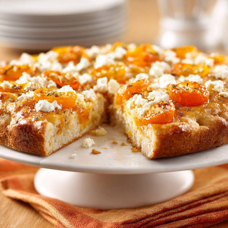 Sonnenküsschen Focaccia zeigt hier einen saftigen Querschnitt, der die lockere Krume und die fruchtige Tomaten-Topping-Schicht offenbart.