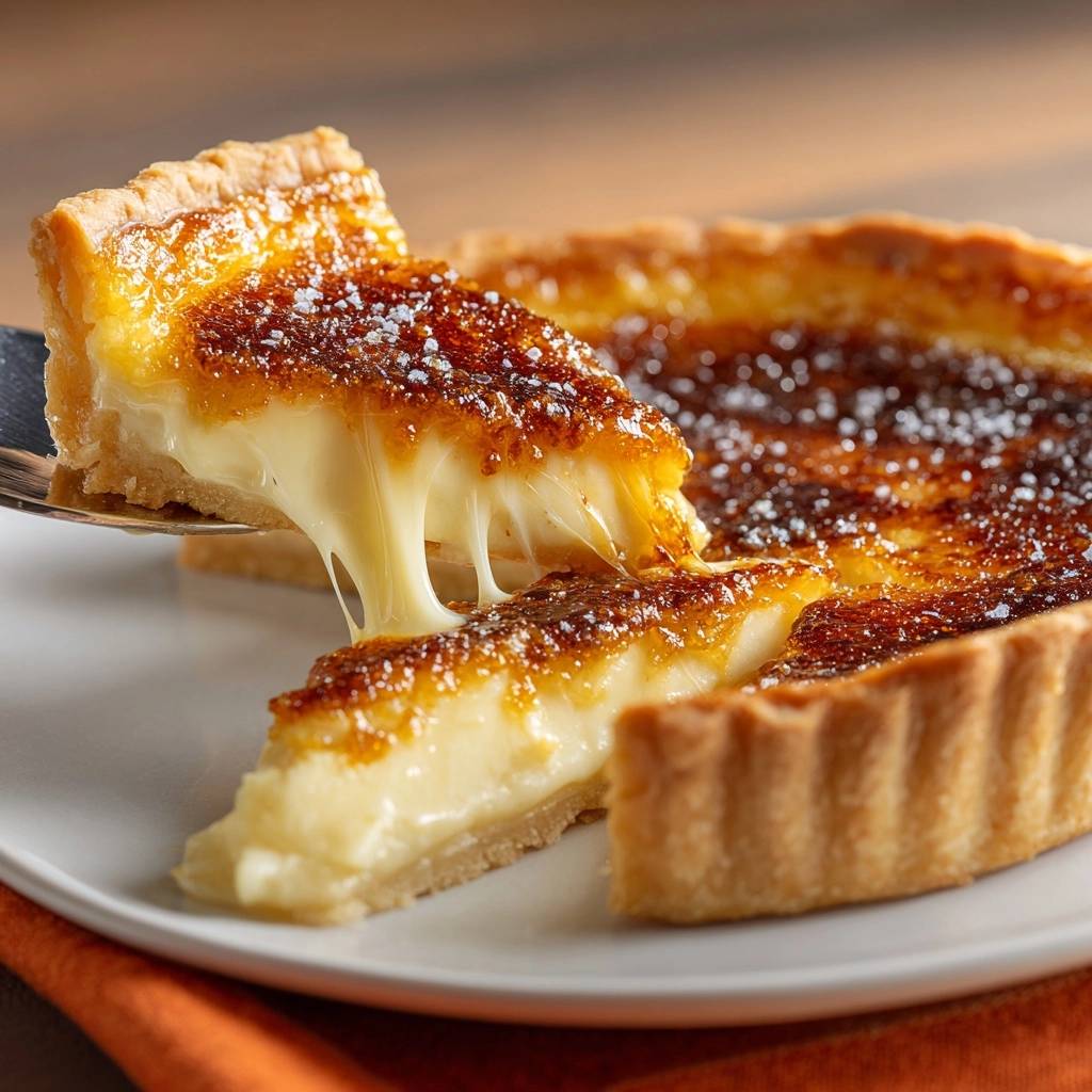 Creme Brulee Kasetarte Querschnitt Mit Cremefullung 1 Crème Brûlée Käsetarte: Ein saftiger Anschnitt zeigt die cremige Füllung und die knackige Kruste. Ein unwiderstehlicher Genuss.