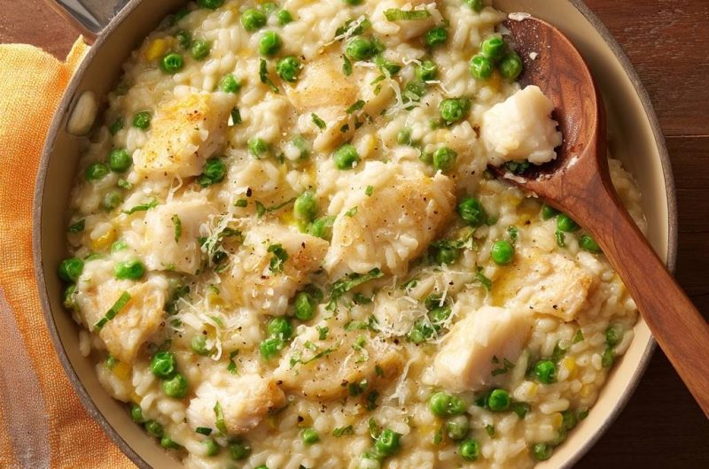 Erbsen-Fisch-Risotto