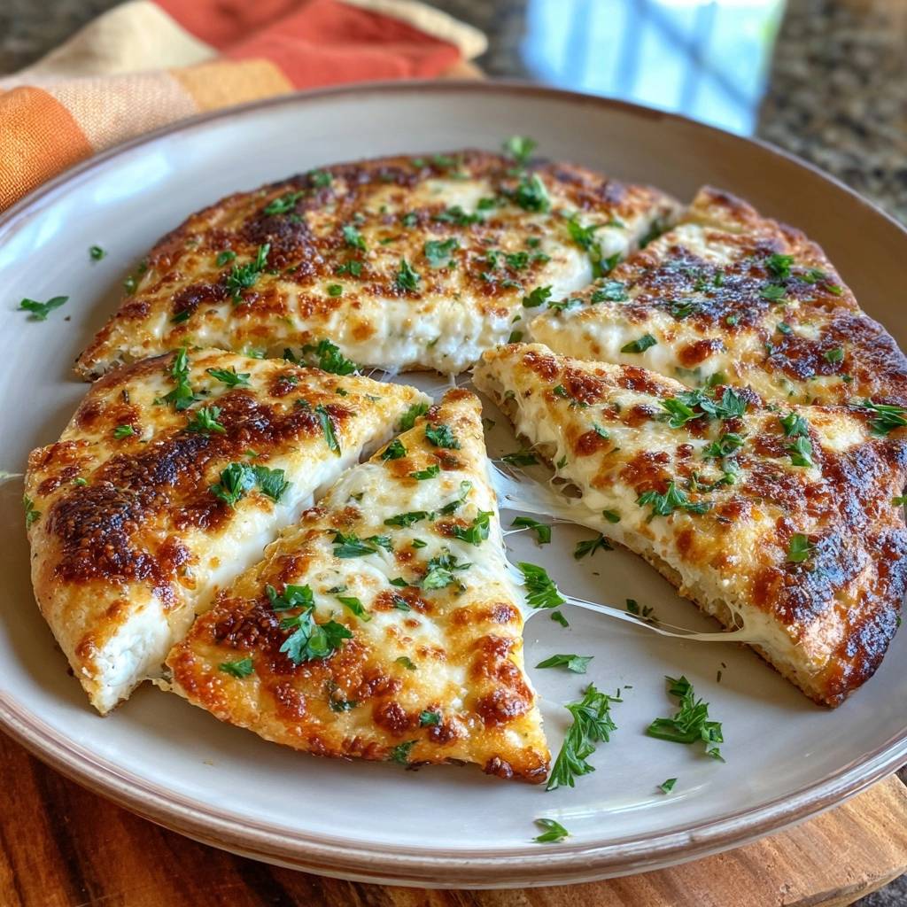 Knuspriges Feta Kruter Fladenbrot Querschnitt 1 Knuspriges Feta-Kräuter-Fladenbrot im Querschnitt, mit geschmolzenem Käse und frischen Kräutern serviert, ein Genuss.