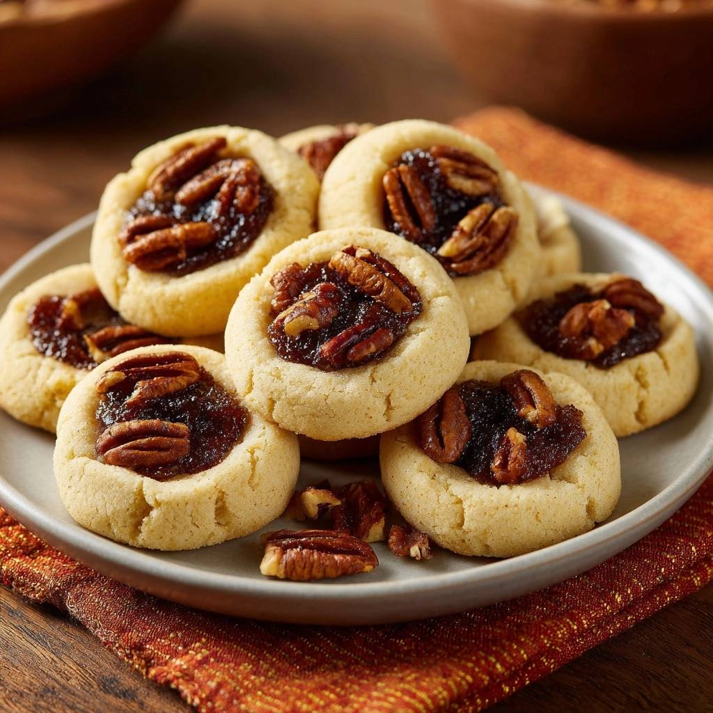 Pekannuss Tortchen Nahaufnahme Mit Pecan Topping 1 Pekannuss-Törtchen sind hier in einer Nahaufnahme zu sehen, mit dem süßen Pecan-Topping, das unwiderstehlich aussieht.
