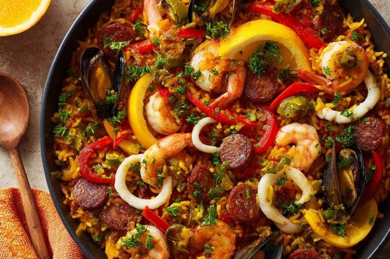 Spanische Meeresfrucht-Paella