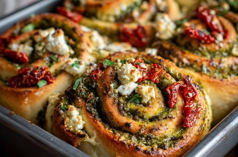 Pesto-Tomaten-Feta-Schnecken