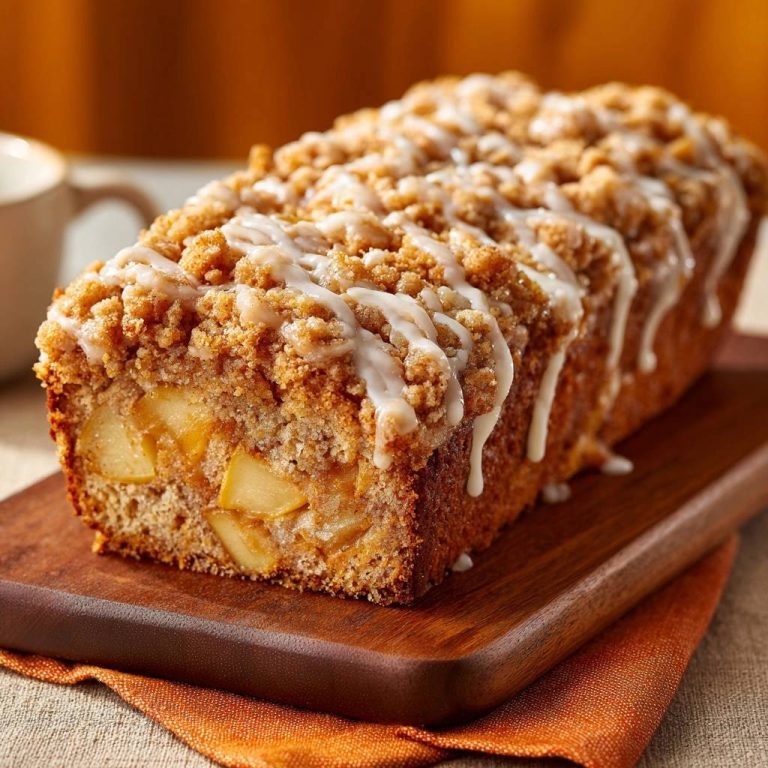 Saftiger Apfel-Streuselkuchen mit knusprigen Streuseln, präsentiert im Querschnitt, der die saftigen Apfelstücke und den Kuchenteig zeigt.