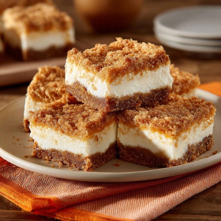 Streuselkäsekuchen Bars, serviert auf einem Teller, zeigen einen köstlichen Querschnitt mit cremiger Käsekuchenfüllung und knusprigen Streuseln.