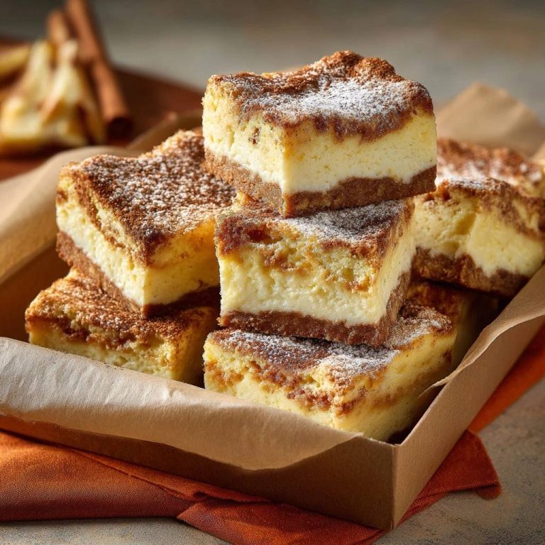 Zimtstreuselkuchen mit Quarkfüllung zeigt einen gestapelten Querschnitt, der die cremige Quarkfüllung und die knusprigen Streusel deutlich macht.