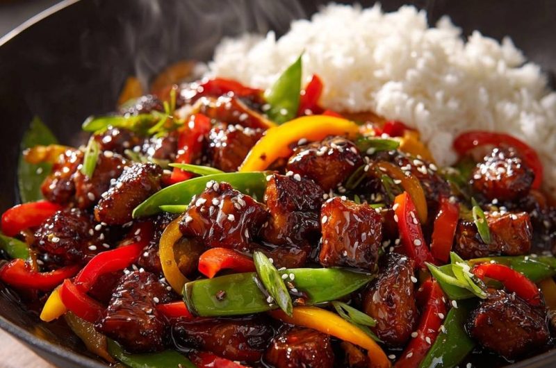 Glasierter Rind-Wok