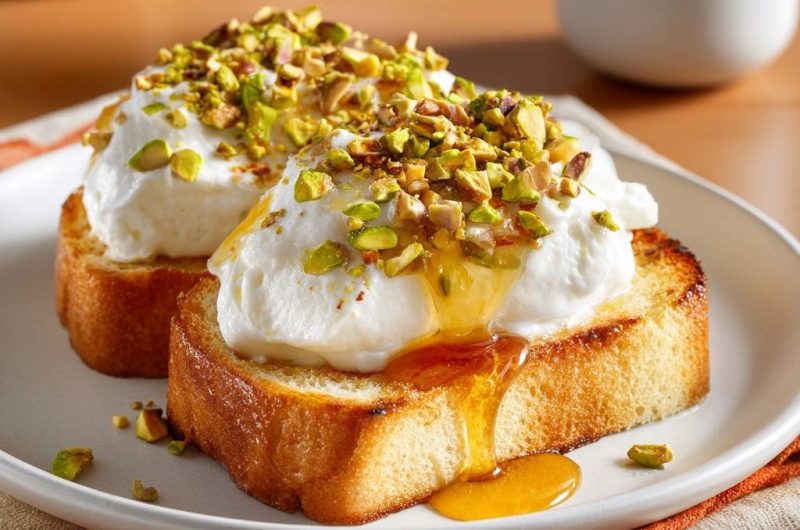Pistazien-Honig-Quark-Toast