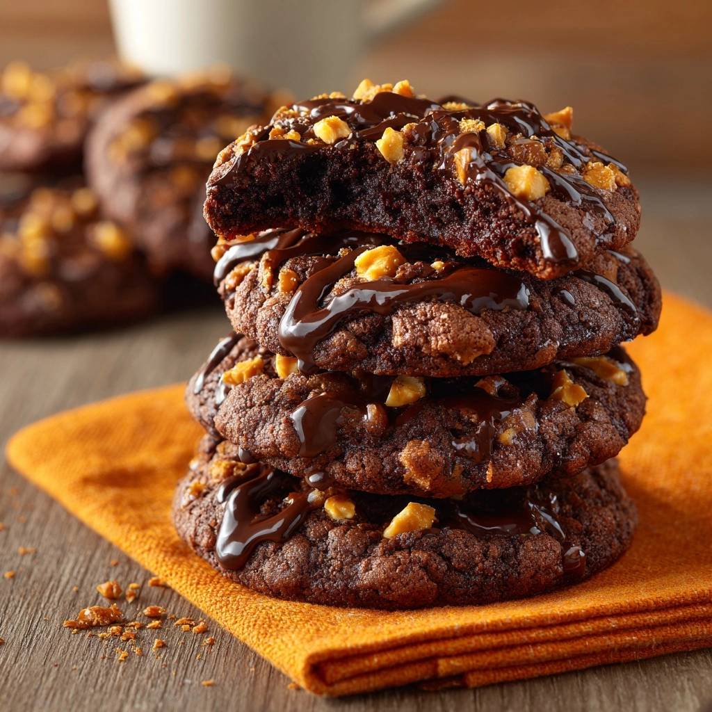 Schoko Haselnuss Cookies Querschnitt Nahaufnahme 1 Schoko-Haselnuss-Cookies in Nahaufnahme mit einem angeschnittenen Cookie, der Schokoladenglasur und Haselnuss-Stückchen zeigt. Die perfekte Textur!