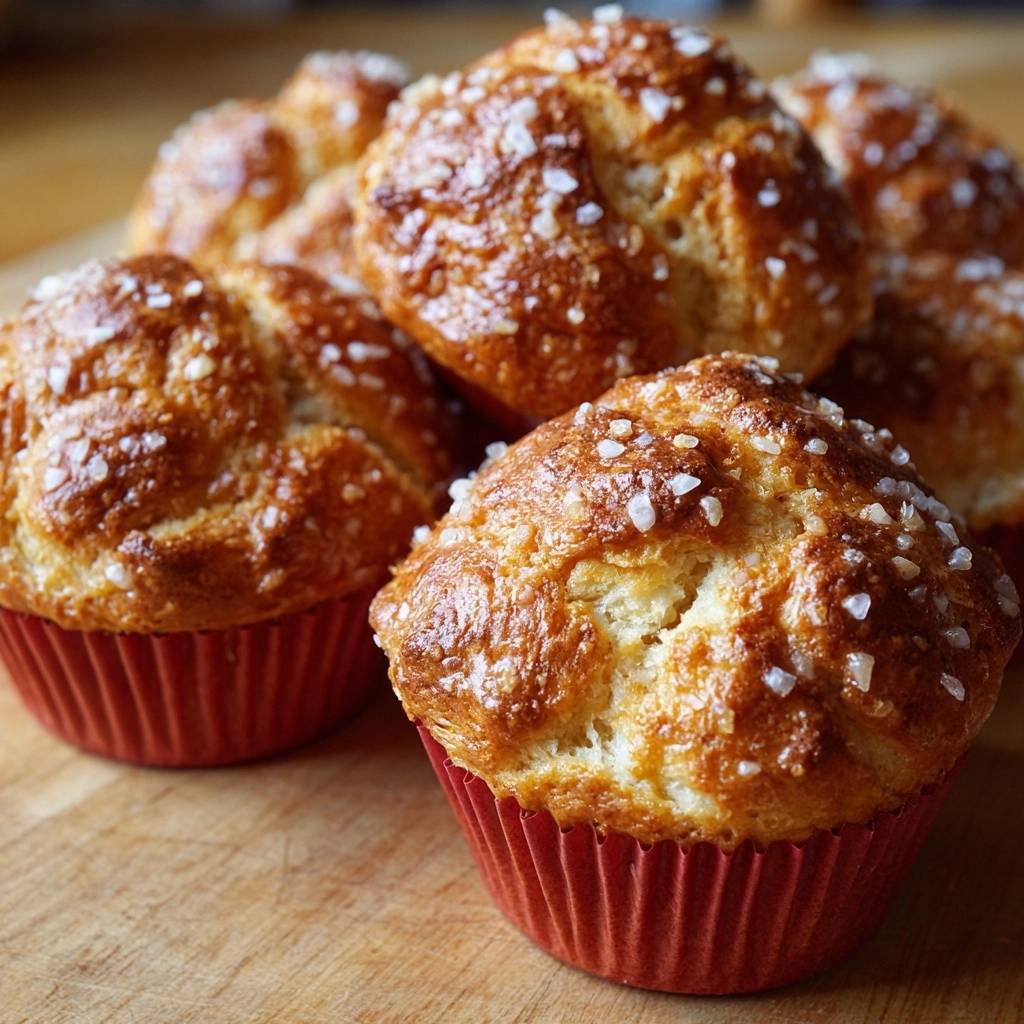 Fluffige Brioche Muffins Mit Hagelzucker Nahaufnahme 1 Fluffige Brioche-Muffins mit Hagelzucker in Nahaufnahme, goldbraun gebacken, mit grobem Hagelzucker bestreut und in roten Papierförmchen.