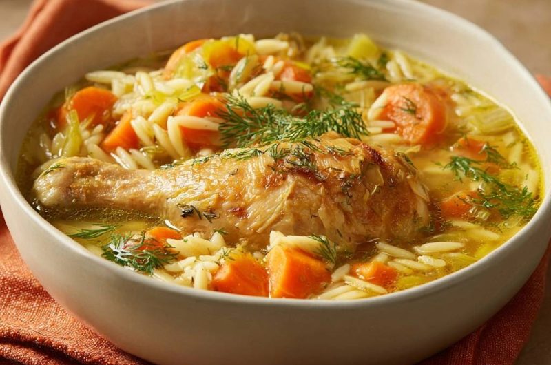 Hühner-Orzo-Suppe