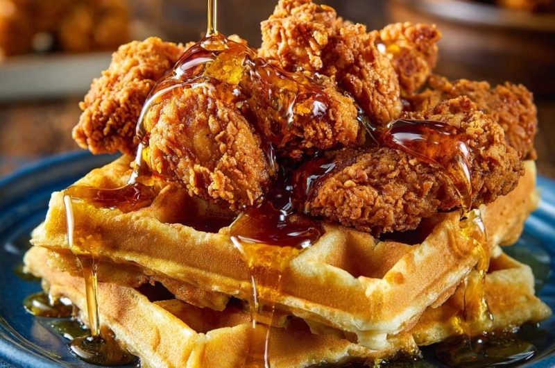 Hähnchen auf Waffeln