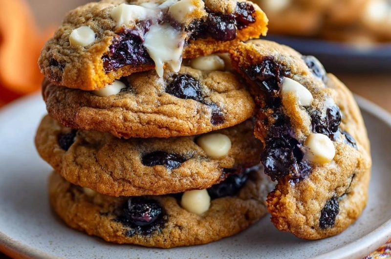 Kürbis-Heidelbeer-Weißschokoladen-Cookies