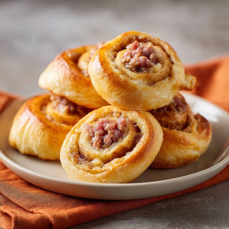 Saftige Hackfleisch-Schnecken in Nahaufnahme, auf einem Teller serviert. Die goldbraunen Schnecken präsentieren eine köstliche Füllung und eine zarte Textur.