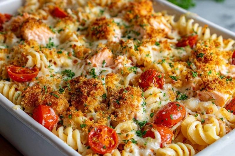 Lachs-Fusilli-Auflauf