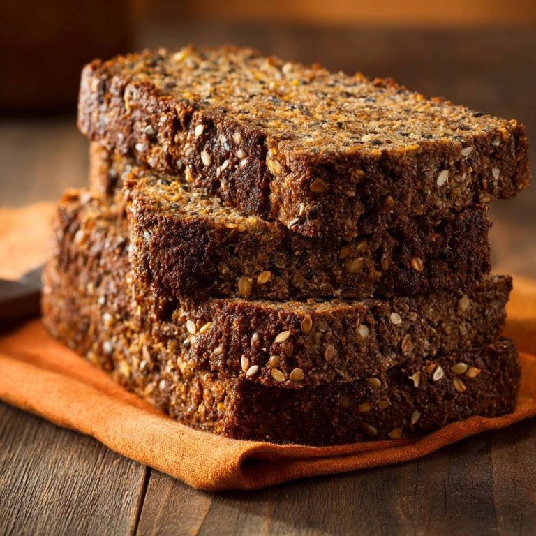 Saftiges Vollkorn-Kernbrot präsentiert einen appetitlichen Querschnitt, der die rustikale Kruste und die saftige Textur der Scheiben zeigt.