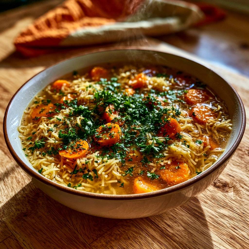 Herzhafte Hühnersuppe mit Eiernudeln