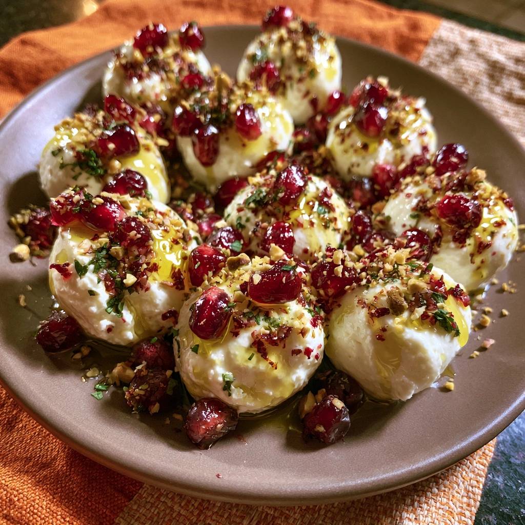 Cremige Labneh-Bällchen mit Granatapfel