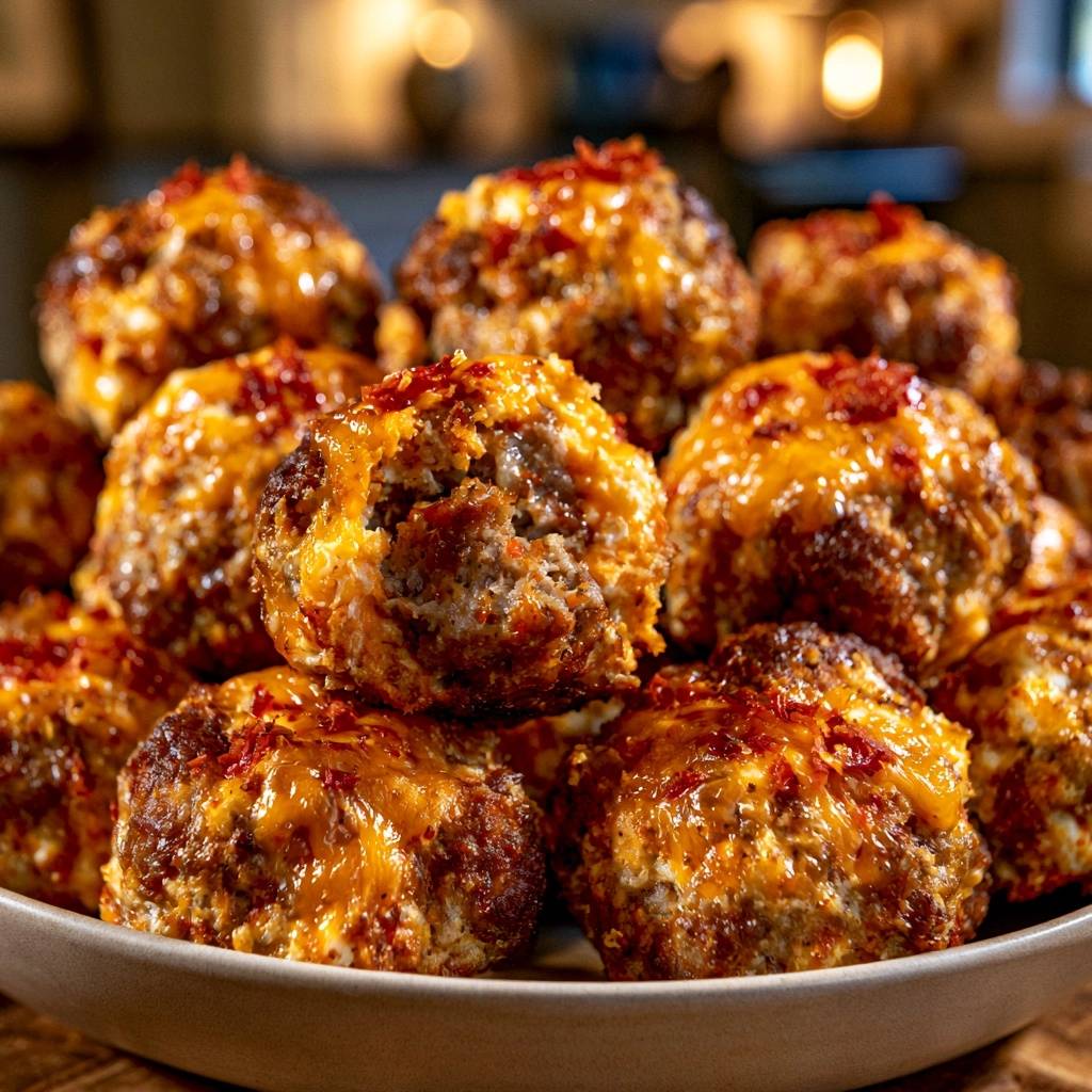 Herzhafte Cheddar-Hackbällchen