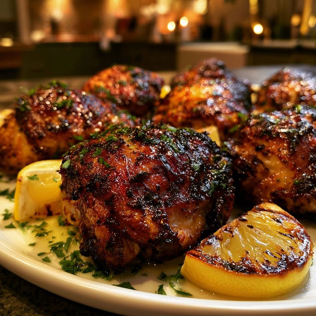 Mediterrane Zitronen-Hähnchenschenkel mit knuspriger Haut