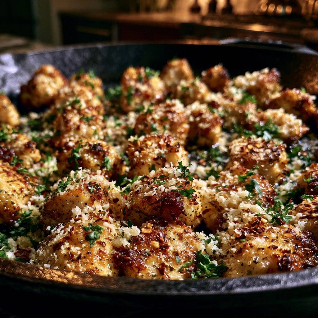 Knusprige Knoblauch-Parmesan-Hähnchenbissen