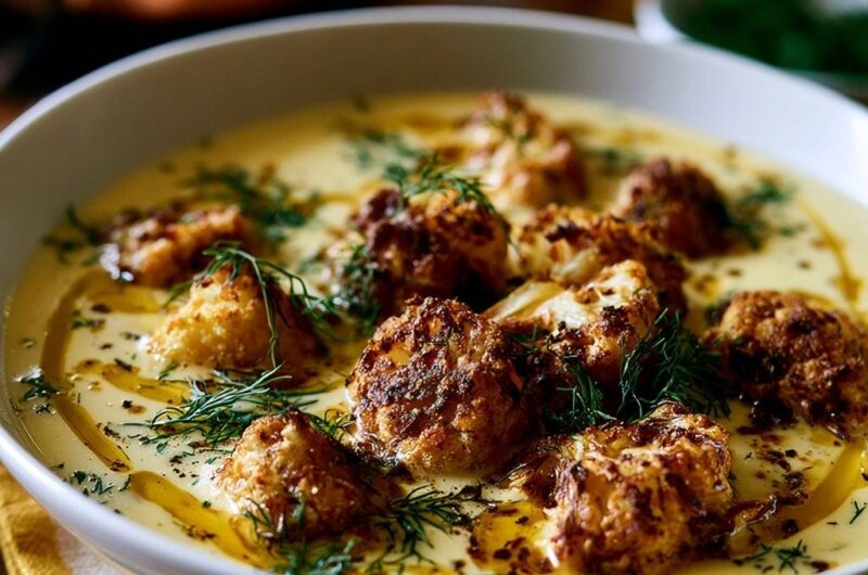 Cremige Blumenkohlsuppe mit Röst-Topping