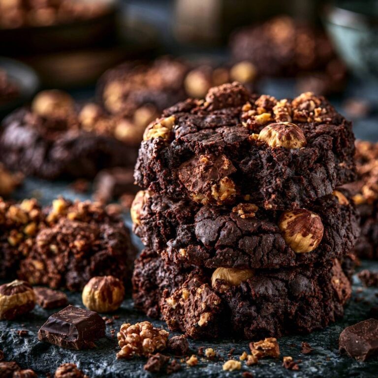 Dunkle Schokoladen-Haselnuss-Cookies: Außen knusprig, innen fudgy