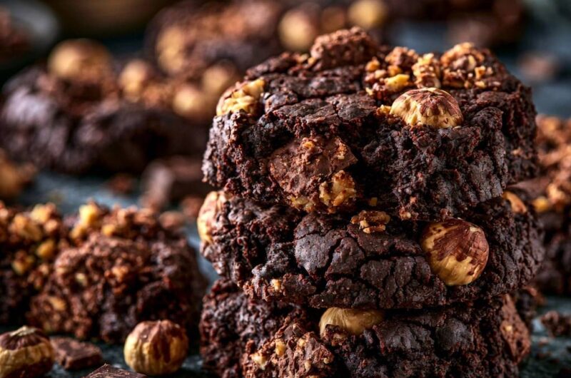 Dunkle Schokoladen-Haselnuss-Cookies