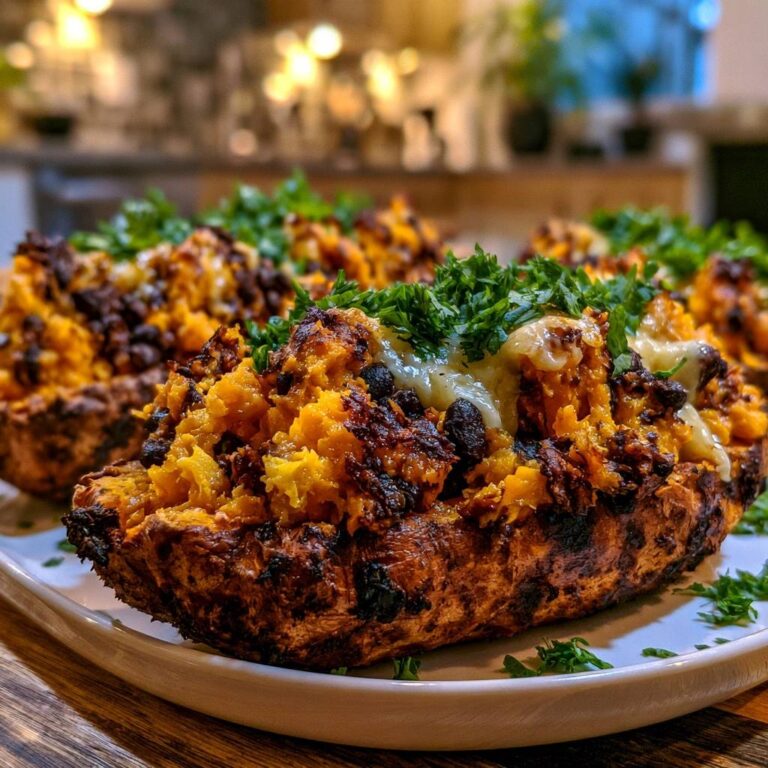 Gefüllte Süßkartoffeln mit schwarzen Bohnen & Käse