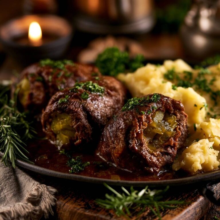 Klassische Rinderrouladen mit Kartoffelstampf: Das Rezept