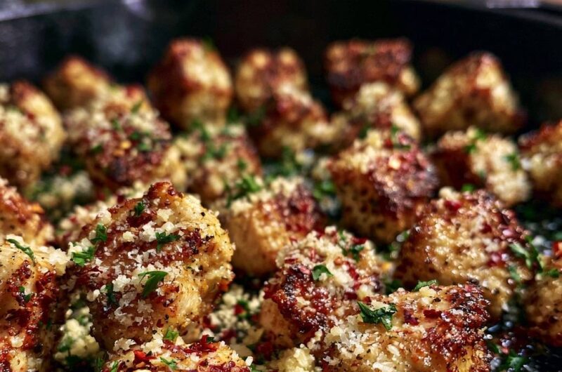 Knusprige Knoblauch-Parmesan-Hähnchenbissen