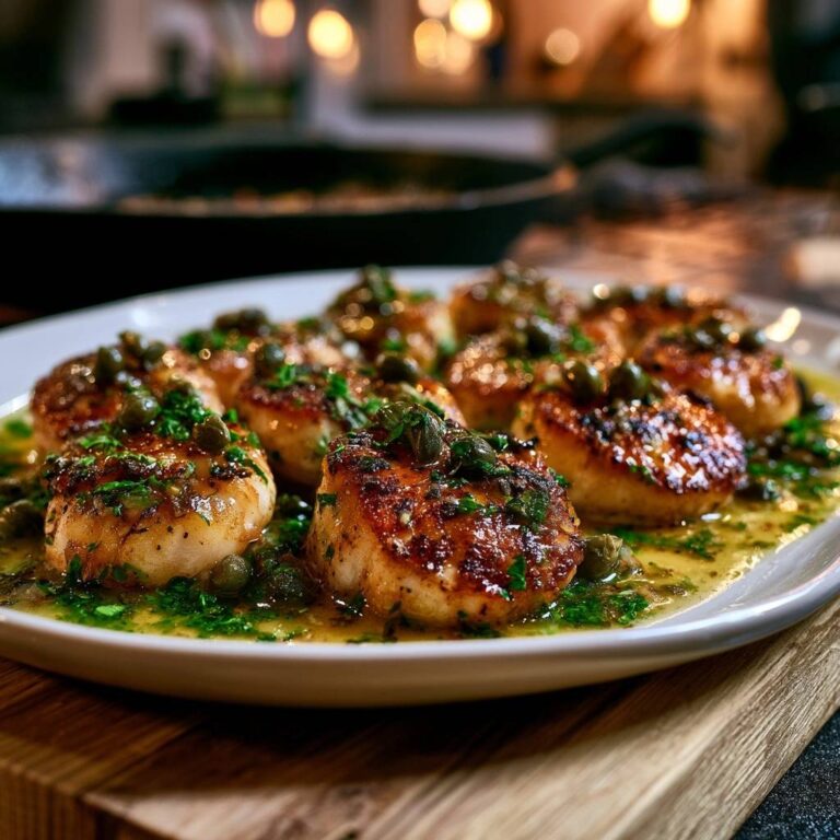 Perfekt gebratene Jakobsmuscheln in Kapern-Butter